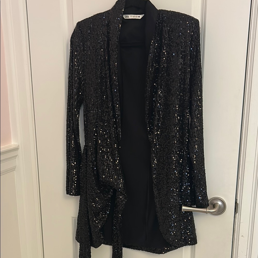 Sequin Black Wrap Dress